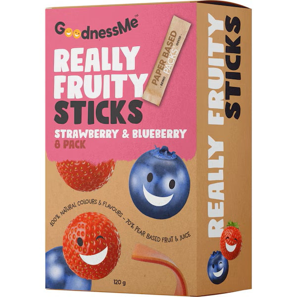 GoodnessMe Really Fruity Fruit Sticks Strawbery & Blueberry 120g