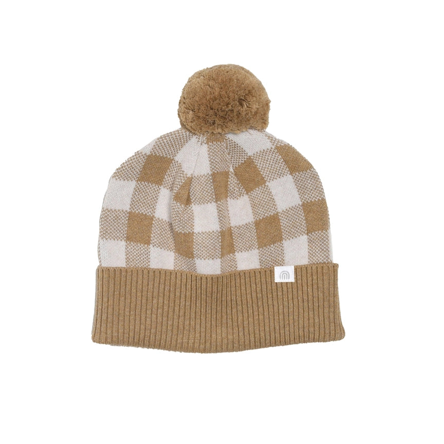 Kynd Baby Jacquard Knit Beanie / Neutral Gingham / XS