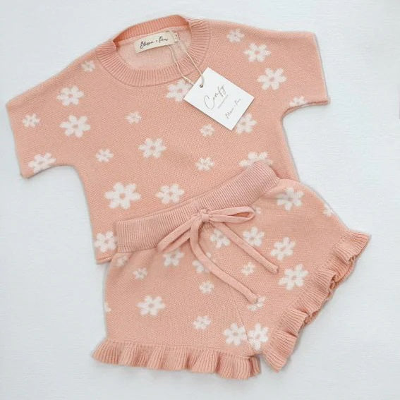 Posy Knit 2 Piece Set - Short Sleeve