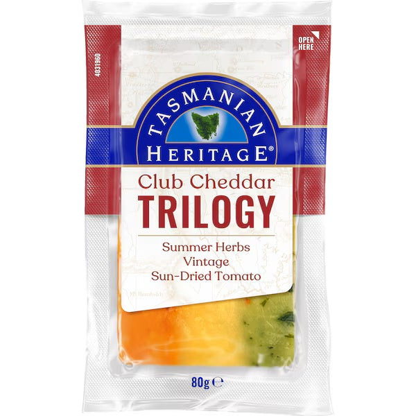 Tasmanian Heritage Club Cheddar Trilogy Cheese 80g