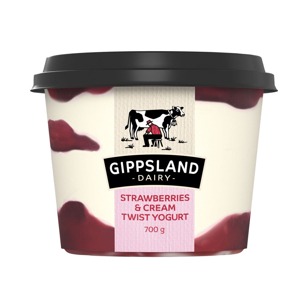 Gippsland Dairy Strawberries & Cream Twist Yoghurt 700g