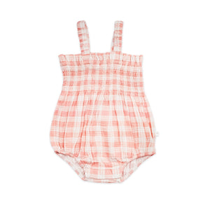 Kynd Baby Shirred Romper / Blush Check / 00