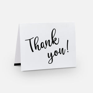 Black Script Thank You Card