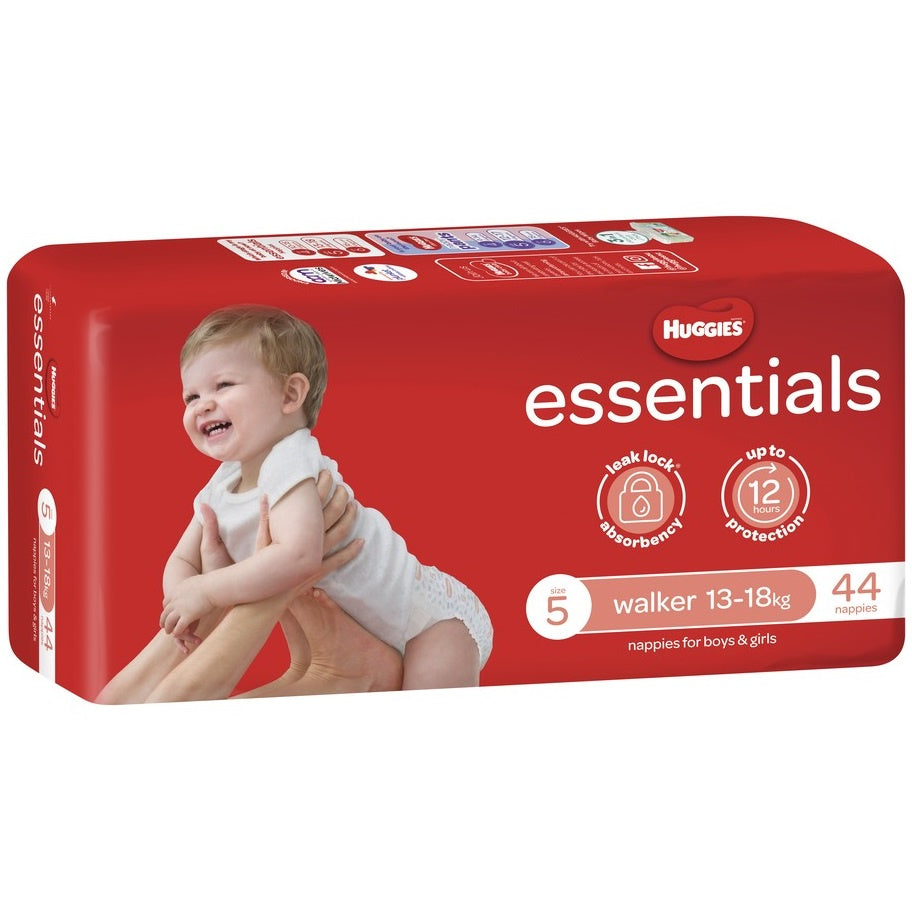 Huggies Essentials Nappies Unisex Size 5 Walker 13-18kg 44pk