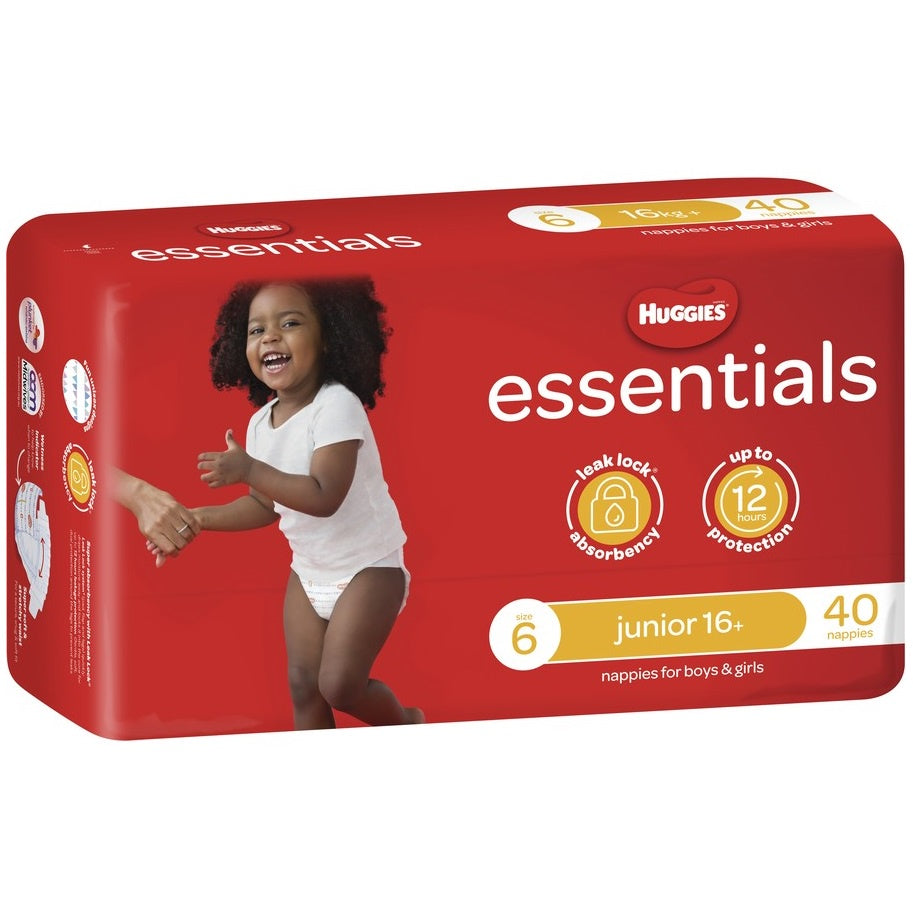 Huggies Essentials Unisex Nappies Size 6 Junior 16+kg 40pk