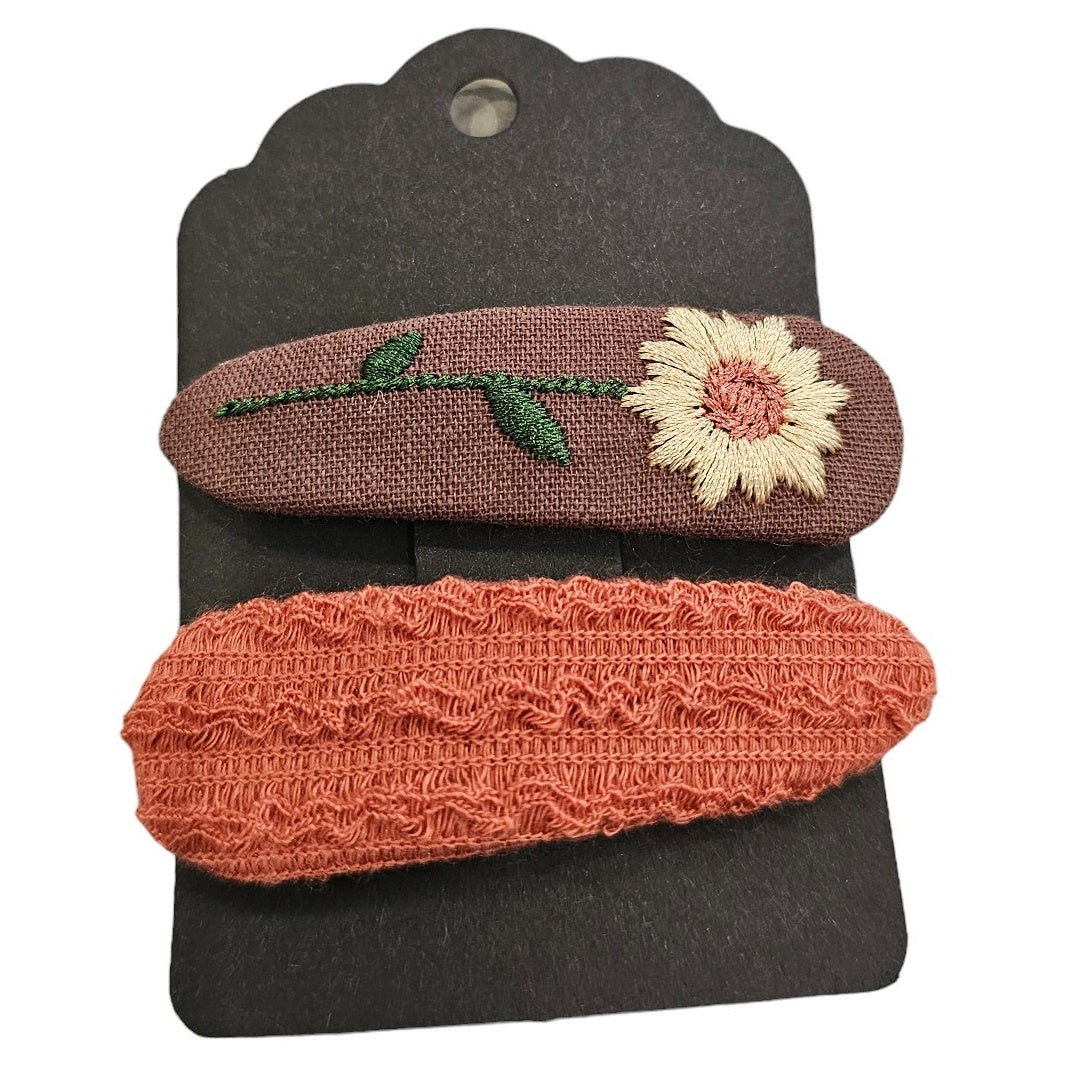 Fabric Clips - 2 Pcs - Sunflower - Brown