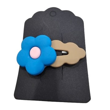 Flower Clip - Blue/Brown