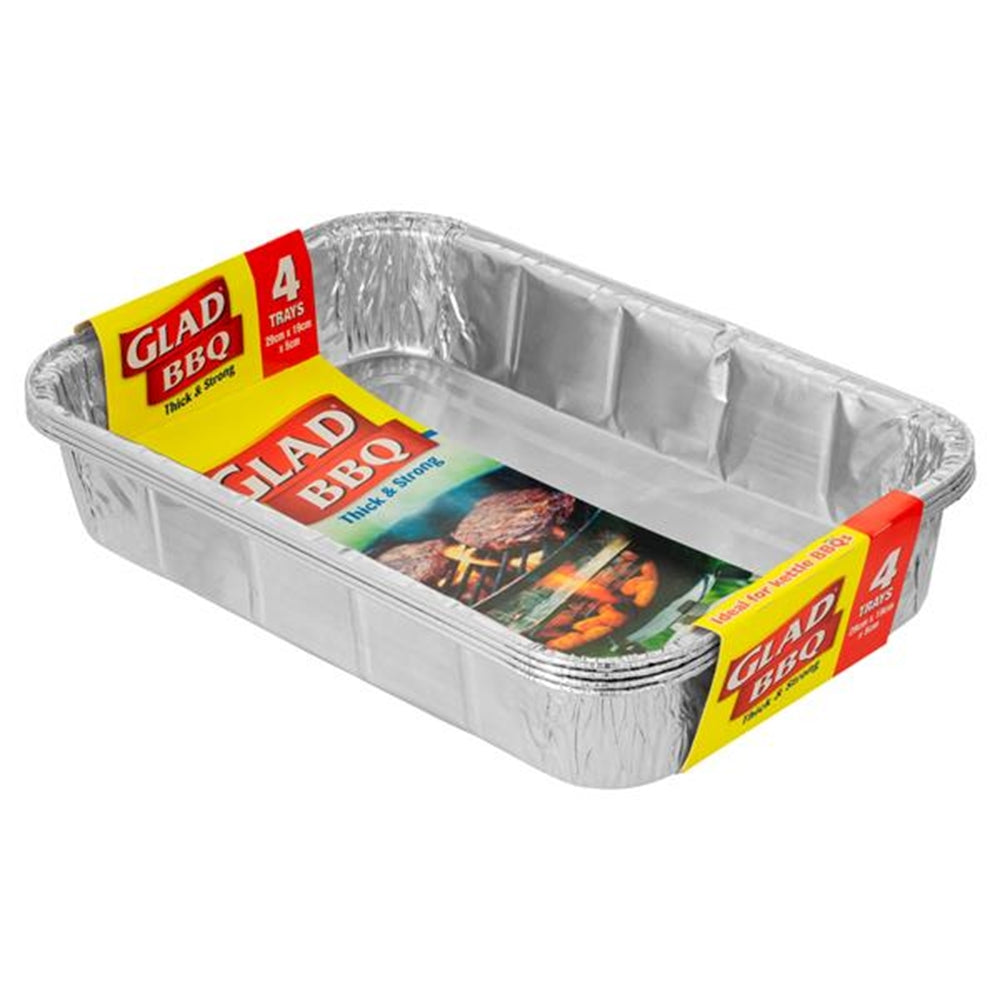 GLAD BBQ Trays 29x19x5cm 4pk