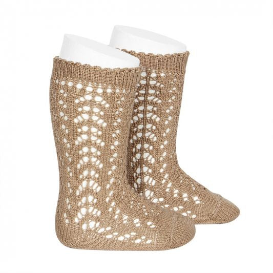 Condor Perle Openwork Knee High Sock / Camel