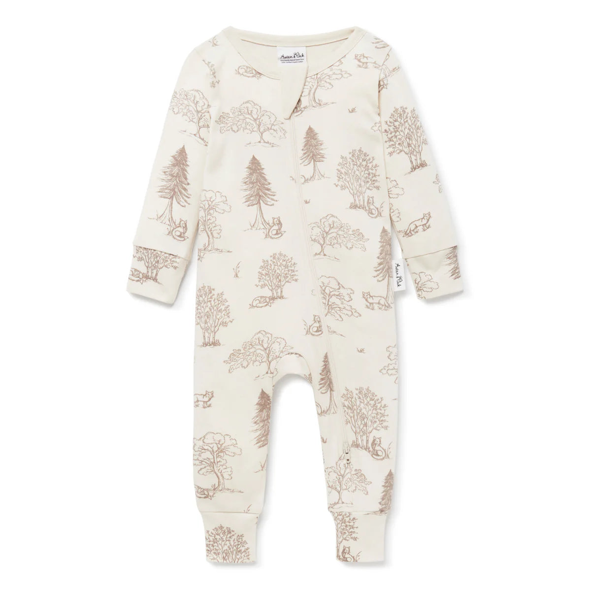 Aster & Oak Fox Woods Zip Romper - 0-3m