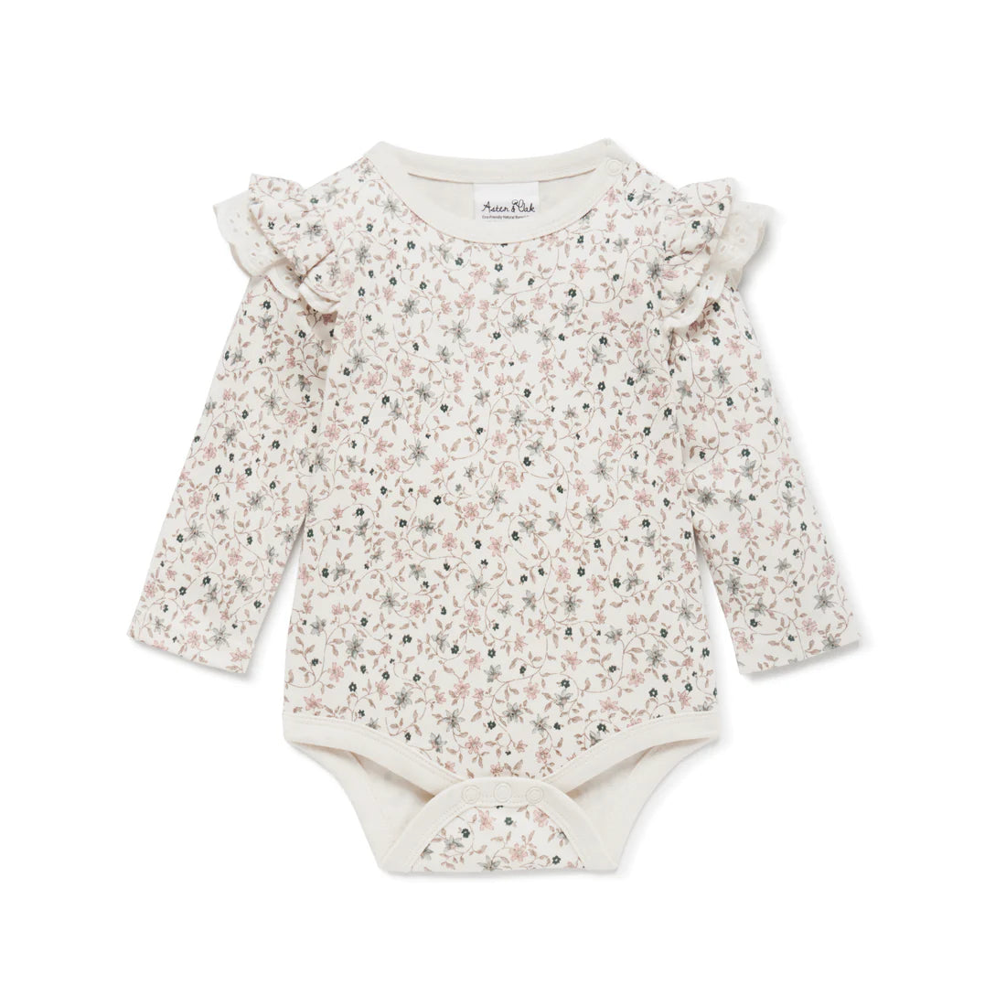 Aster & Oak Winter Floral Flutter Onesie 1yr