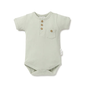 Aster & Oak Sage Rib Henley Onesie