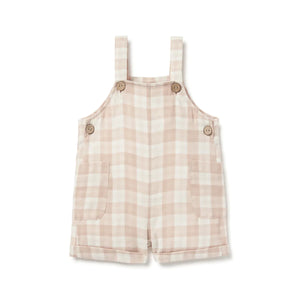 Aster & Oak Taupe Gingham Overalls