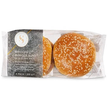 Brioche Burger Bun Seeded 4pk 200g