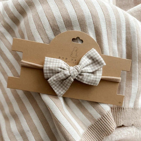 Baby Bow Headband - Beige Check