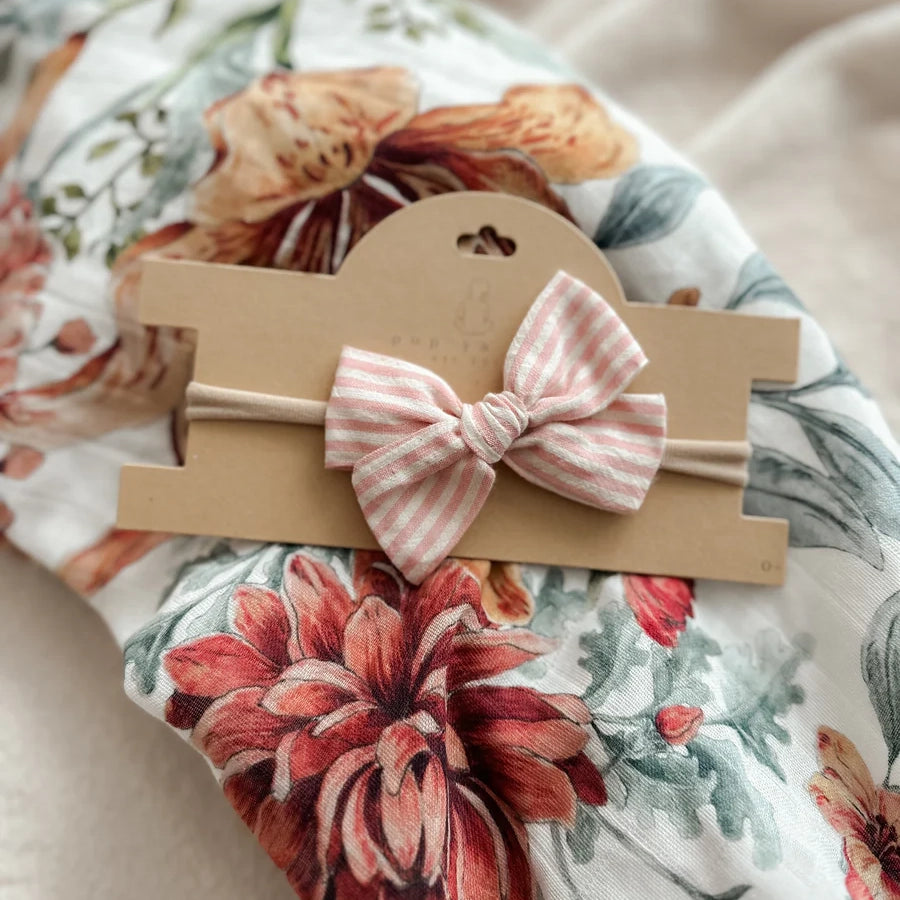 Baby Bow Headband - Pink Stripe