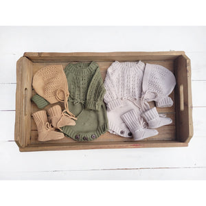 Mali Wear Baby Knit Booties - Oatmeal, 0-6m