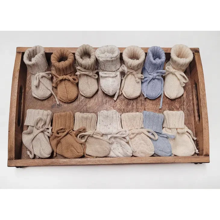 Mali Wear Baby Knit Booties  - Tan, 0-6m