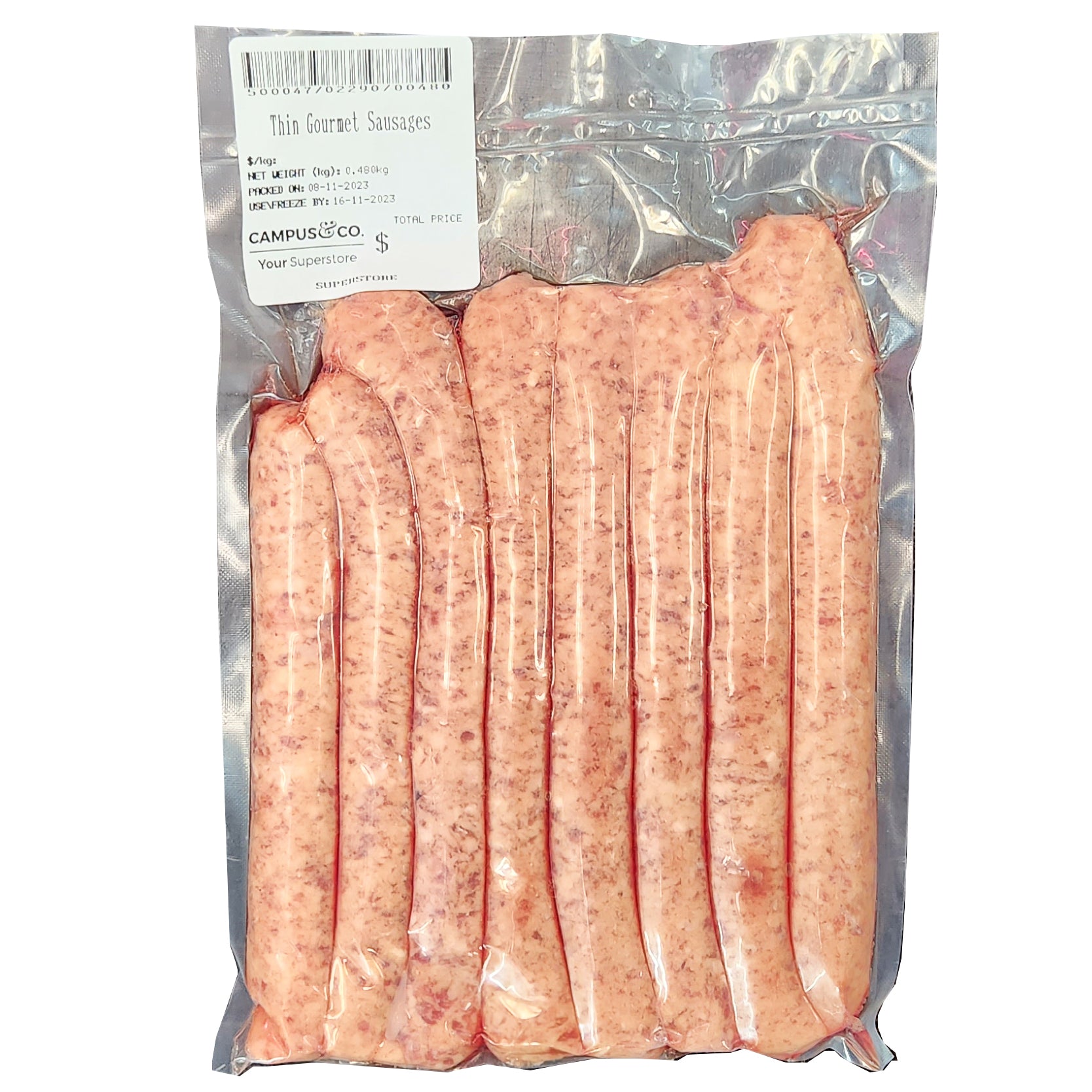 Freshly Frozen Sausages Gourmet Beef Thin 1kg