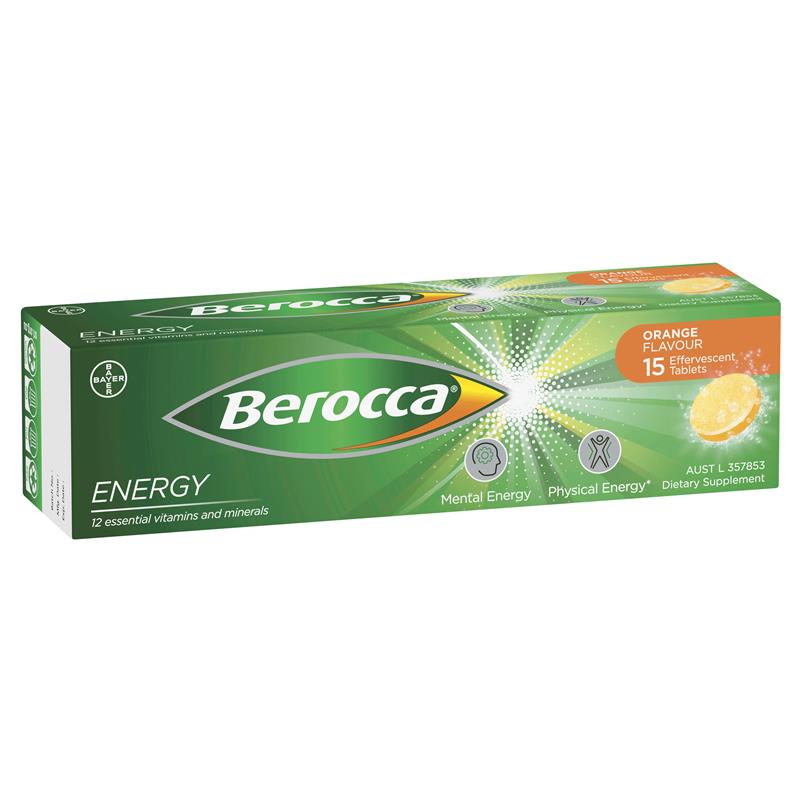 Berocca Energy Vitamin B & C Orange Effervescent Tablets 15pk