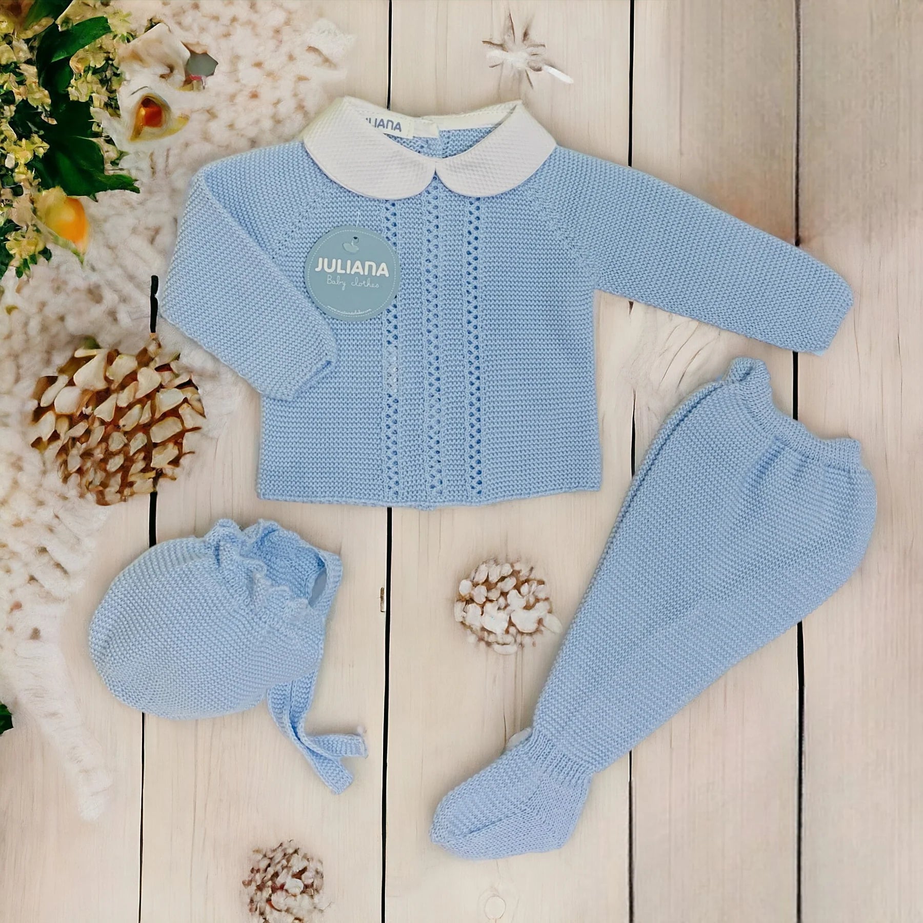 Blue Three Piece Knitted Set - 12m