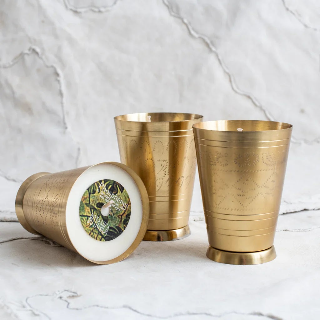 Brass Lassi Cup Candle - Botanica