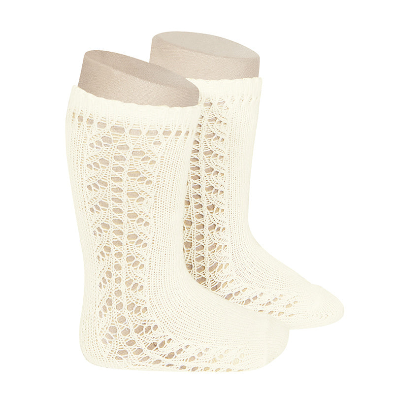 Condor Side Openwork Knee High Socks / Cava