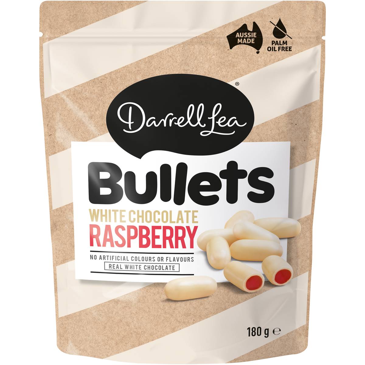 Darrell Lea White Chocolate Raspberry Bullets 180g