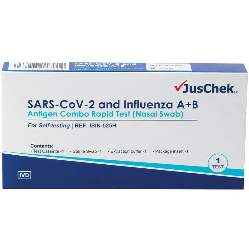 JusChek Antigen Combo Covid/Flu Rapid Test 1pk