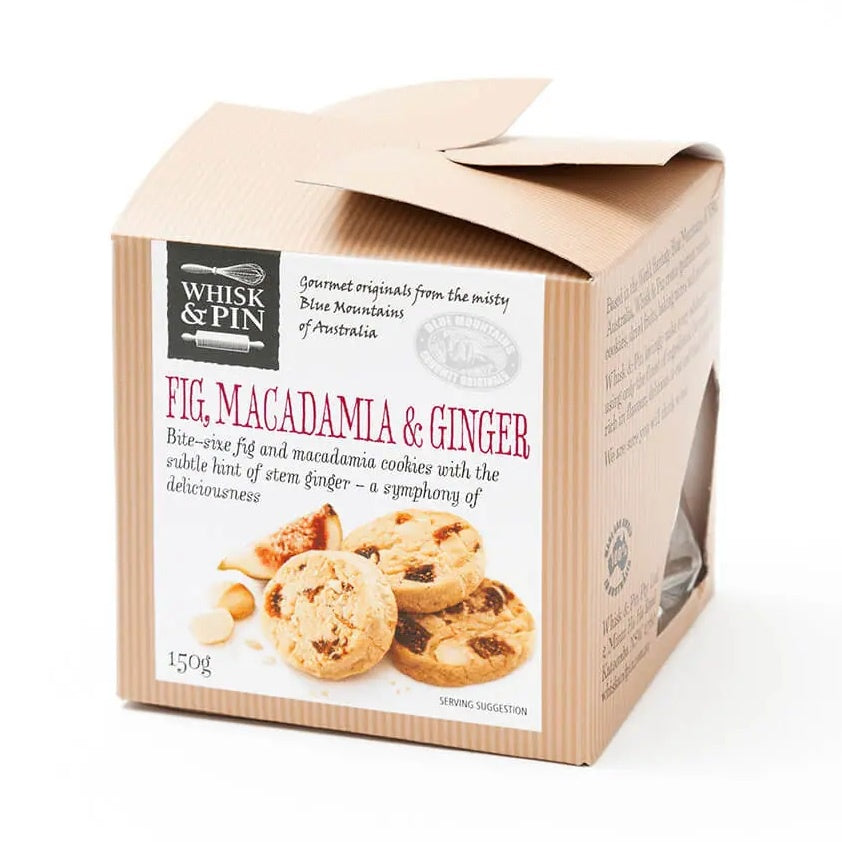 Whisk & Pin Fig, Macadamia & Ginger Bite-Size Cookies 150g