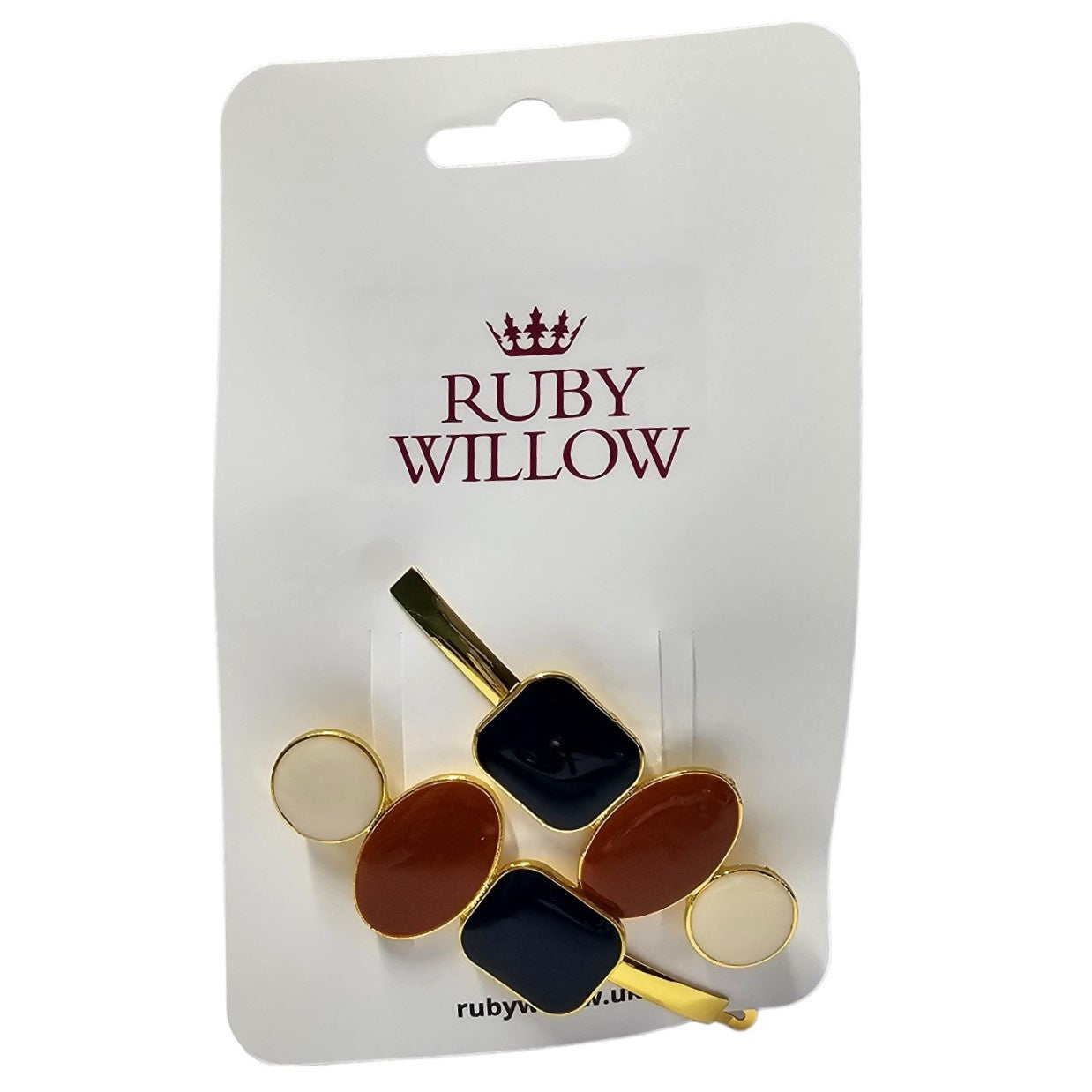 Georgia Navy, Camel & Ivory Enamel Hair Slides