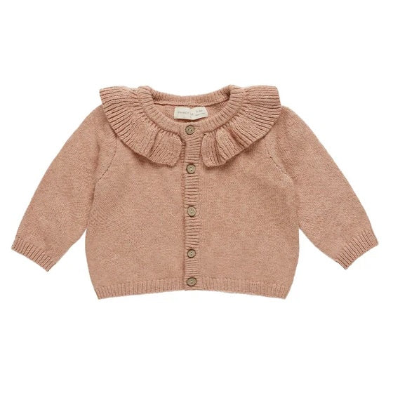 Ruffle Collar Cardigan Rose 18-24m