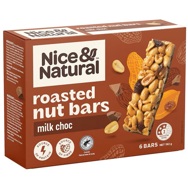 Nice & Natural Roasted Nut Bars Milk Chocolate 6 Bars 192g