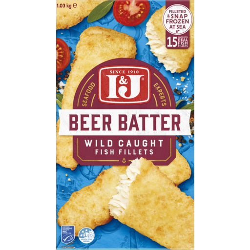 I&J Beer Battered NZ Hoki Fish Fillets 1kg