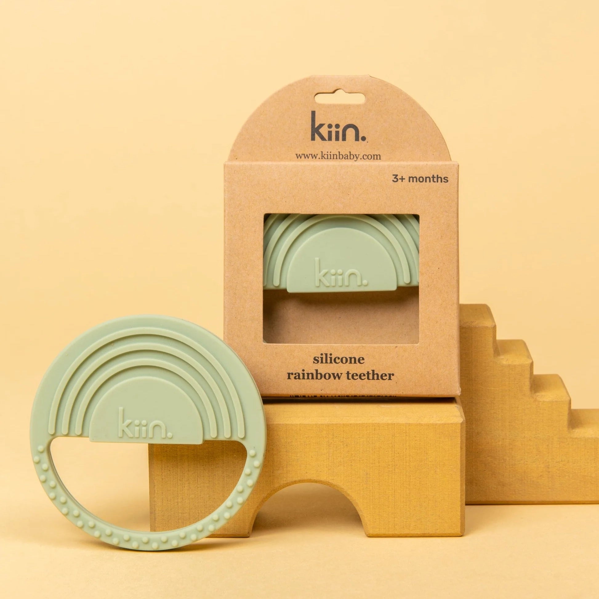 Kiin Baby Rainbow Silicone Teether - Sage