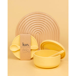 Kiin Baby Silicone Suction Bowl with Lid & Spoon Set - Buttercup