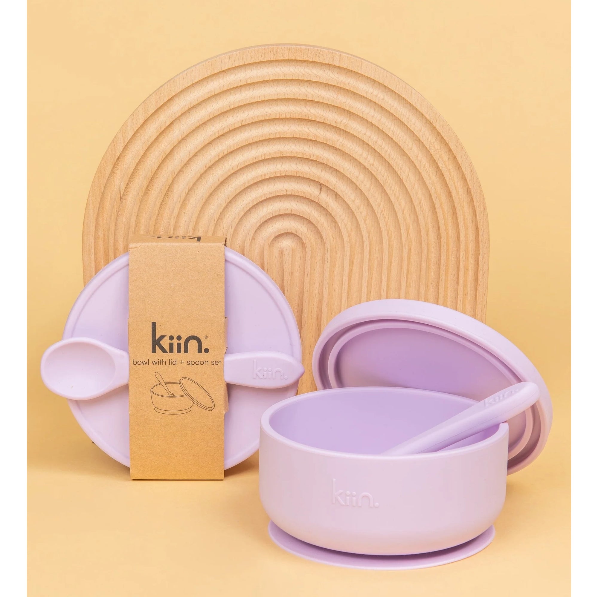 Kiin Baby Silicone Suction Bowl with Lid & Spoon Set - Lilac