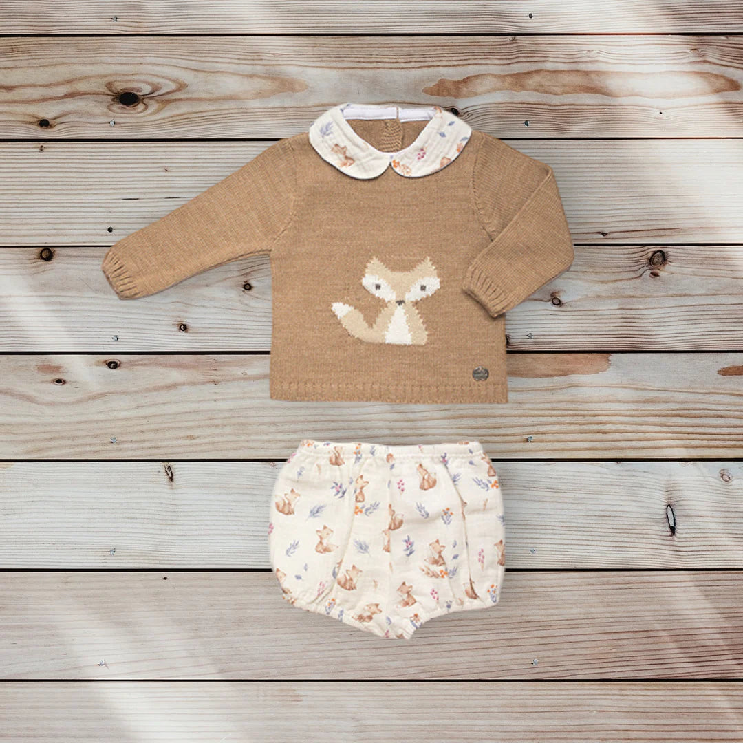 Autumn Knitted Fox Top & Jam Pants - 6m