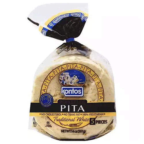 Kontos Pita Pocketless White 5pk