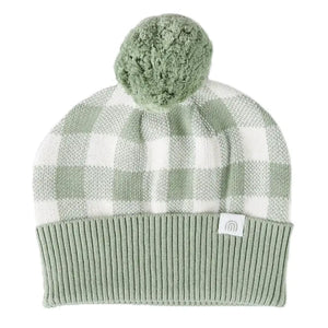 Kynd Baby Jacquard Knit Beanie / Sage Gingham / XS