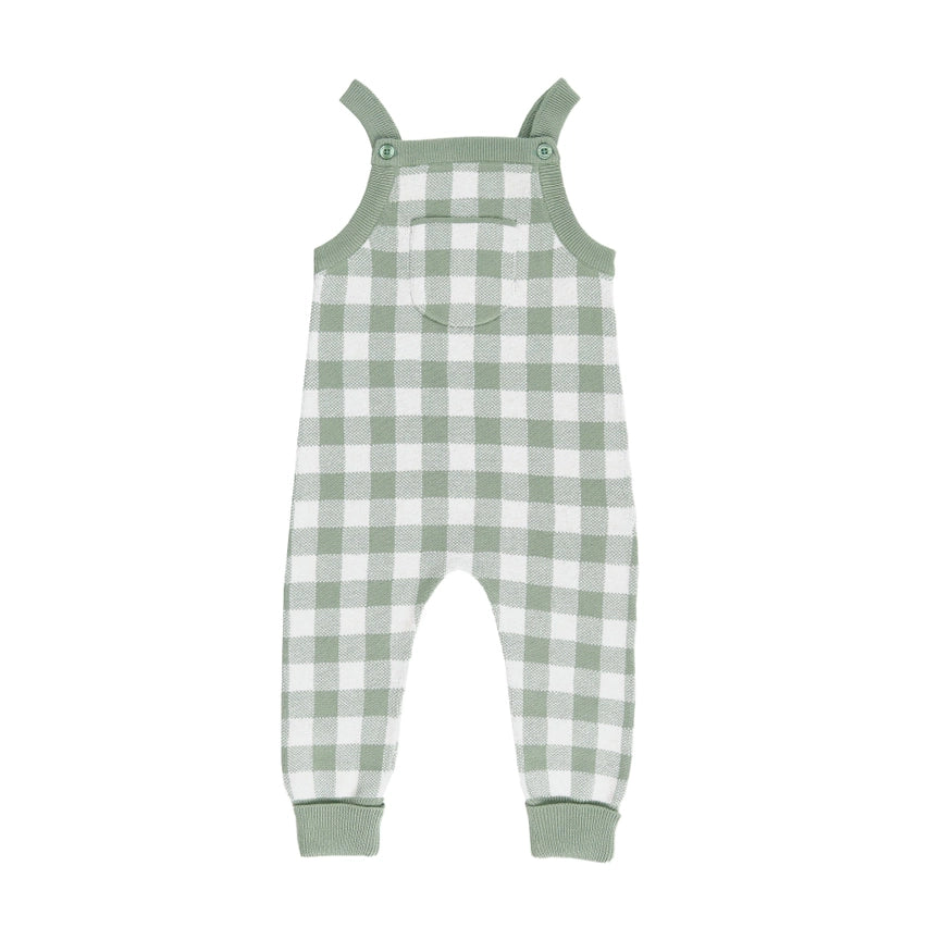 Kynd Baby Jacquard Knit Overall / Sage Gingham / 000