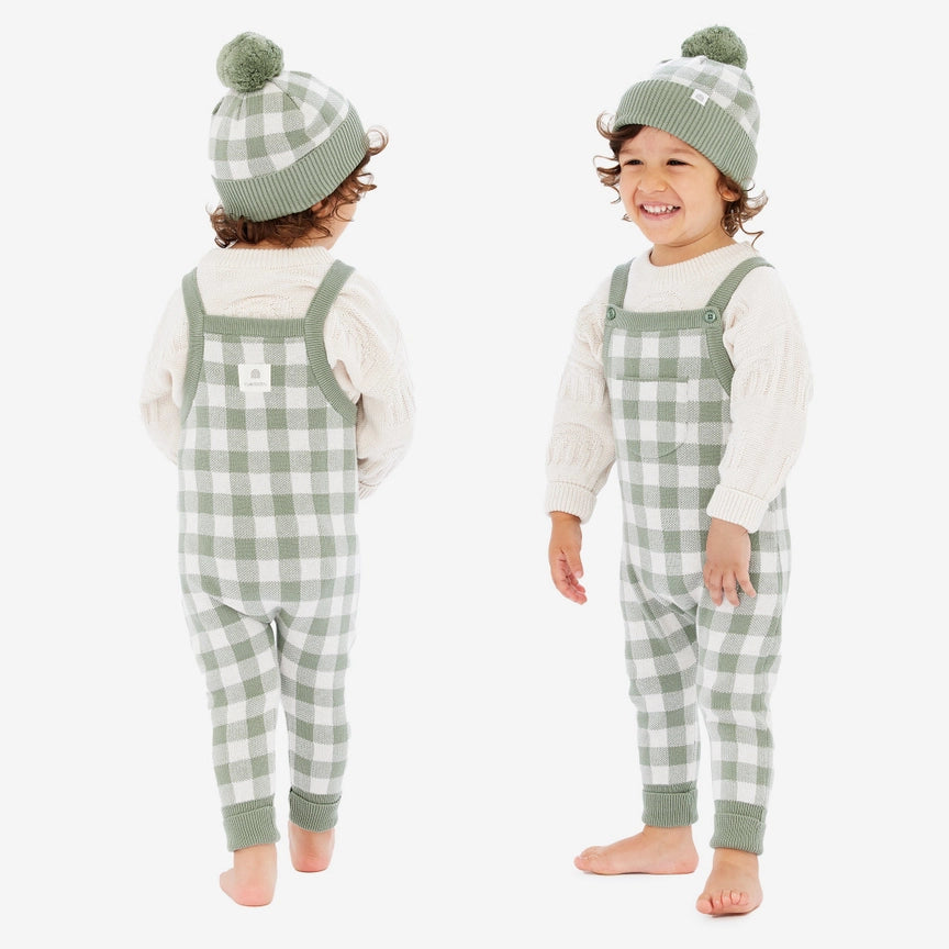 Kynd Baby Jacquard Knit Overall / Sage Gingham / 000