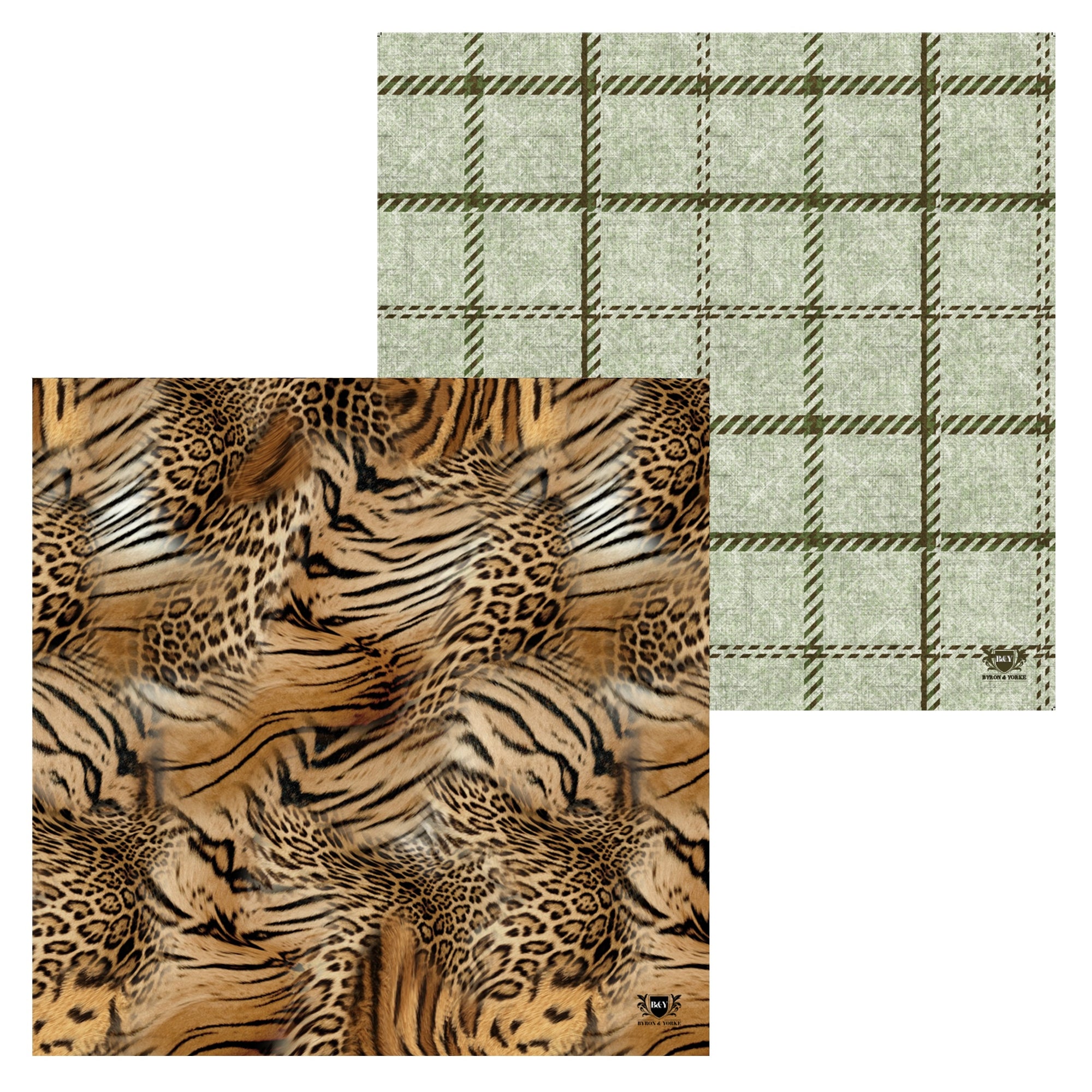 Byron & Yorke Wax Paper Set - Leopard & Green Plaid 10pk