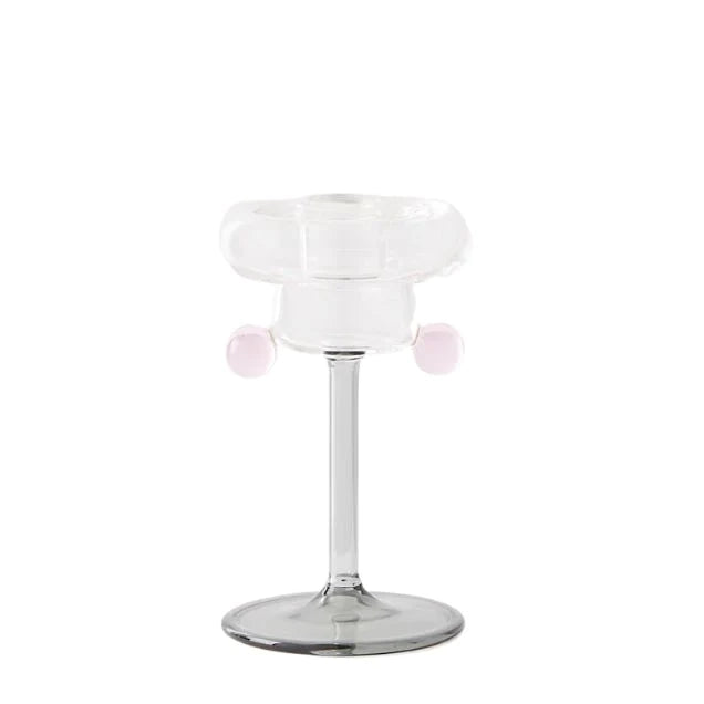 Maison Balzac Petit Pompom Candle Holder - Smoke/Clear/Pink