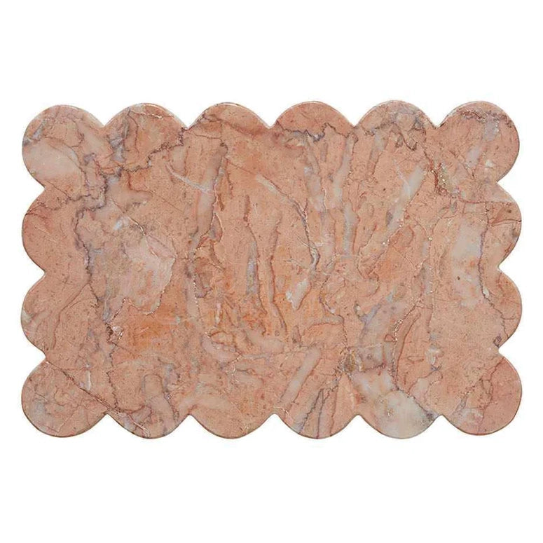 Marble Scalloped Tray Rose