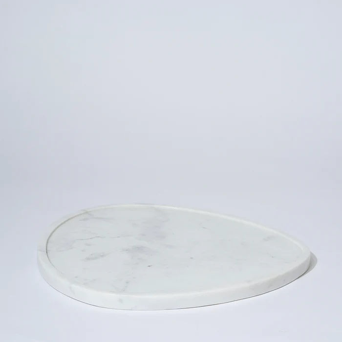 Marble Tray Oblong White Marle