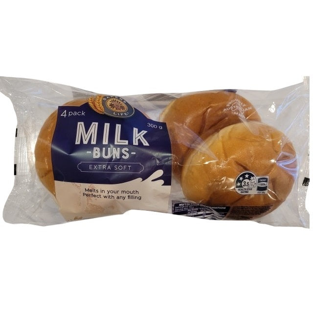 Bakers Life Milk Buns 4pk 300g