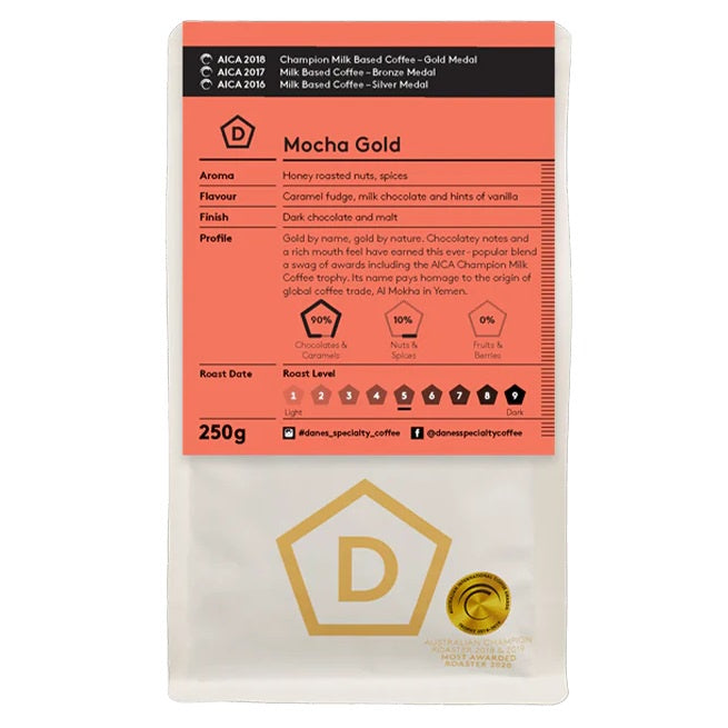 Danes Coffee Roasters Mocha Gold Coffee Beans 250g