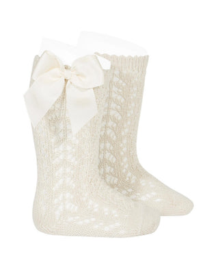 Condor 25192 Openwork Knee High Sock With Bow