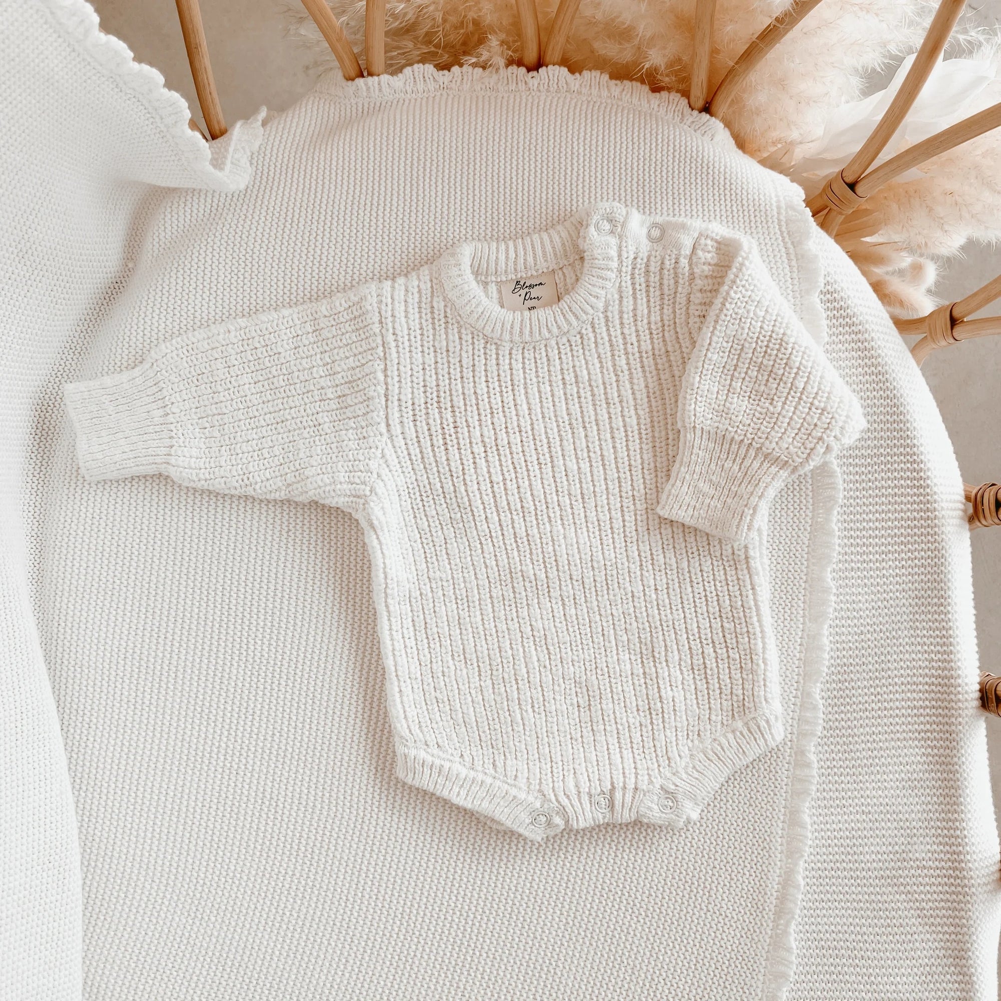 Chunky Knit Romper - Cloud